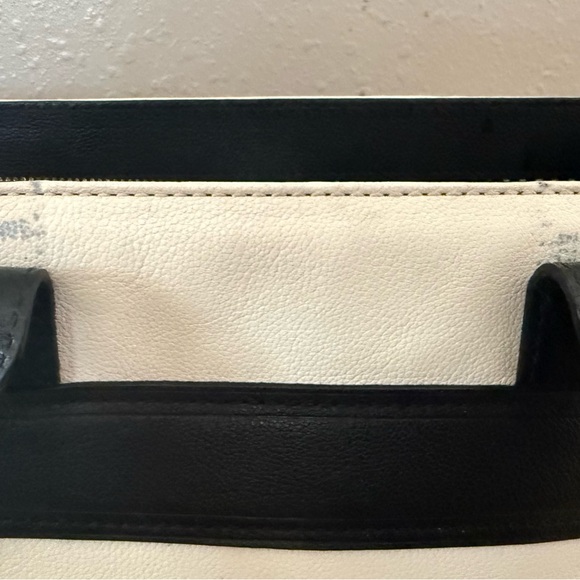 Kate Spade Black and Cream Leather Satchel Purse with Bow Accent - Picture 15 of 16